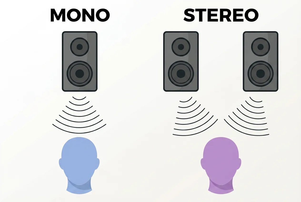 单声道与立体声听音差异示意